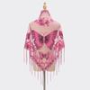 Luxury Flower Lace Hollow Scarf Butterfly Print Tassel Triangle Shawl Wraps Polyester Mesh Scarves Bridal