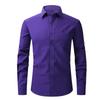 Camisa Social Masculina de Manga Longa Elástica Não Amassa - Cor Sólida