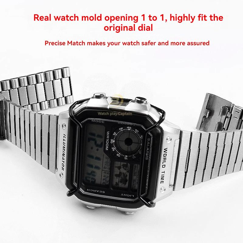 For Casio AE-1200 AE-1200WH Protective Bar Bumper AE1200/1300 Series Watch Anti-collision Bumper Stainless Steel Accessories