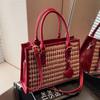 Woolen Large-capacity Commuter Tote Bag Women's Autumn and Winter New High-end Light Luxury Red Bridal Wedding Bag