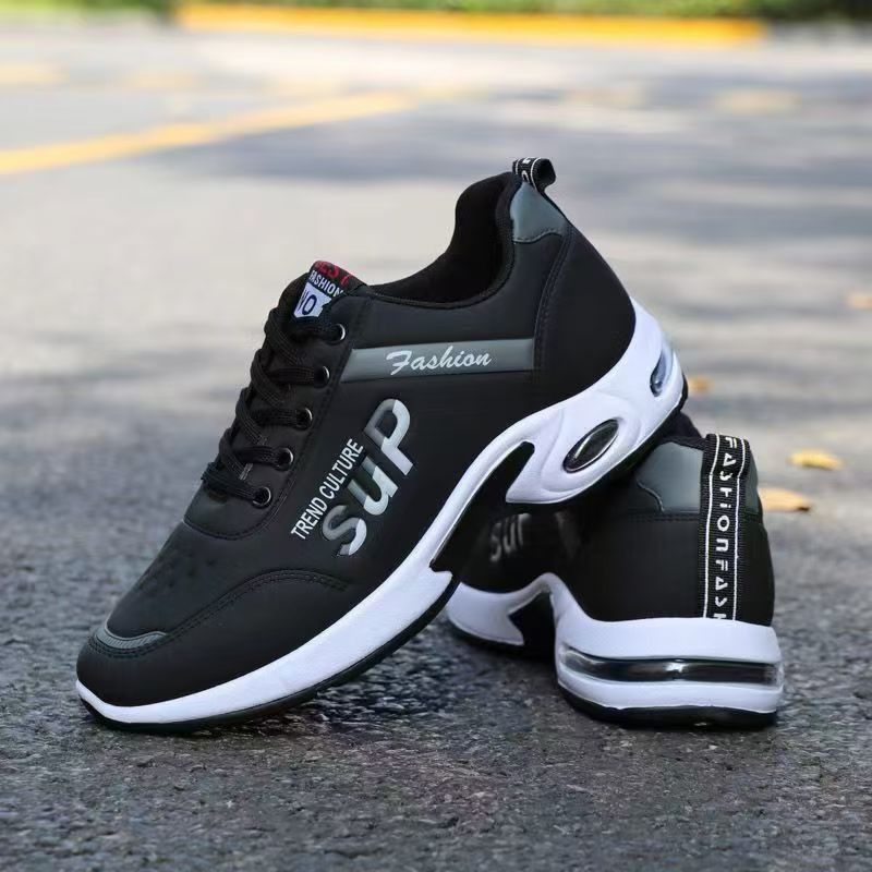 Thickened Autumn and Winter Breathable Men's Shoes Men's Sports Shoes Leather Surface Waterproof Work Shoes Men's Large Size Heightened Leisure