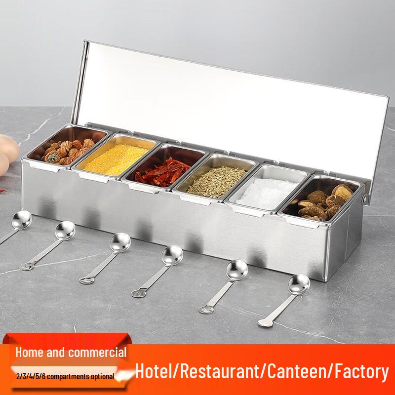 ZISIZ 304 Stainless Steel Flip-Top Seasoning Box