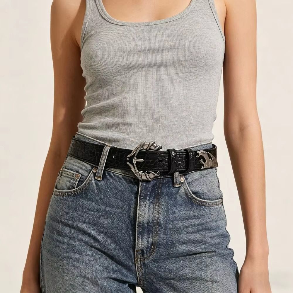 Unregelmäßiger Y2K Nieten Gürtel Gothic Damen Gürtel Cooler Doppel Schlangen Gürtel Weiblich