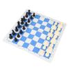 Portable Chess Set Folding Roll Up Chess Game Sets 65mm 32 Chess Pieces 35cm Blue and White PU Mousepad Chess Board Zipper Storage Bag