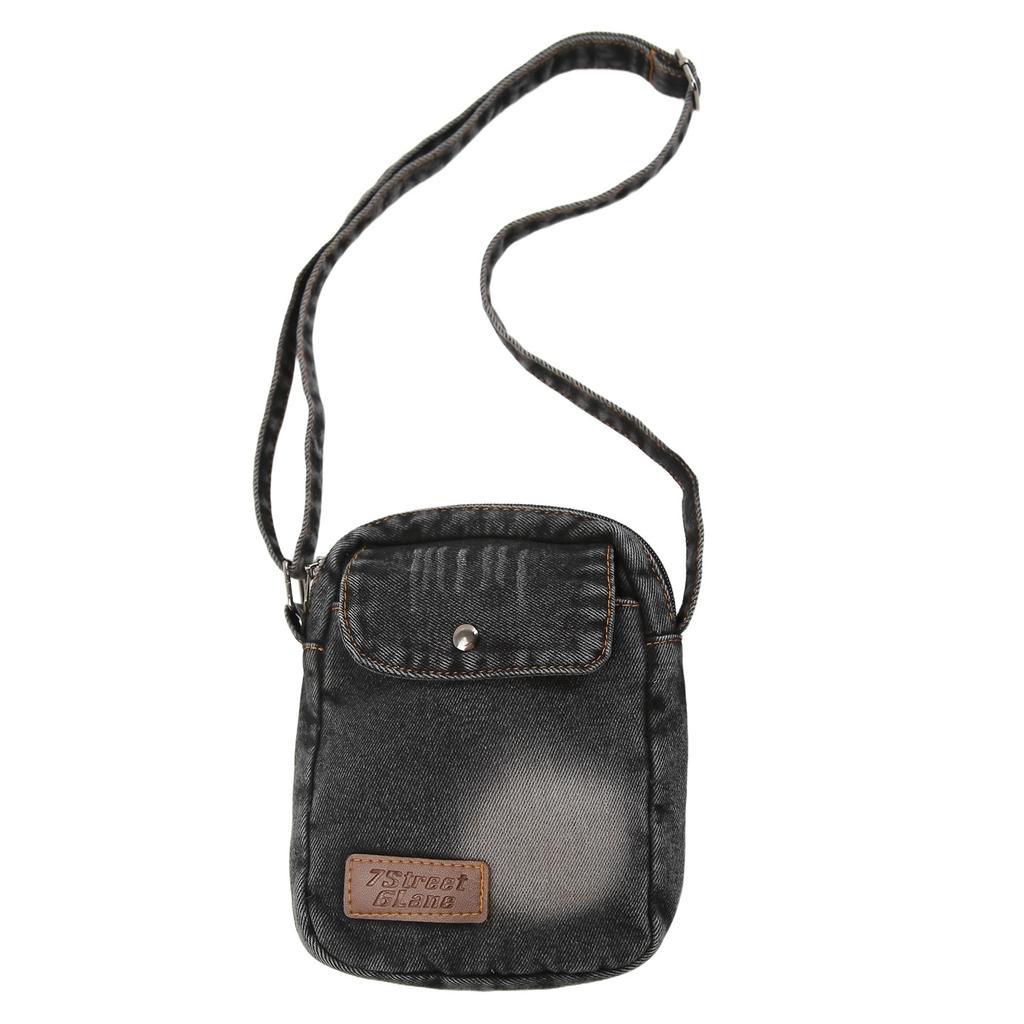 Simple Denim Small Square Bag Versatile Casual Shoulder Bag College Student Class Crossbody Commuting Foreign Style Mobile Phone Bag
