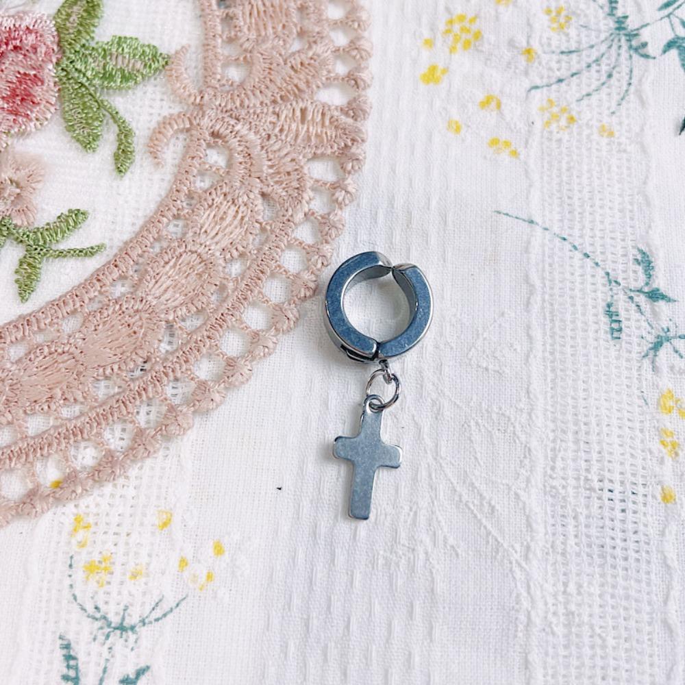 Hexagram Doll Stud Earrings Chain Black Plush Doll Earring  Cotton Doll Accessories