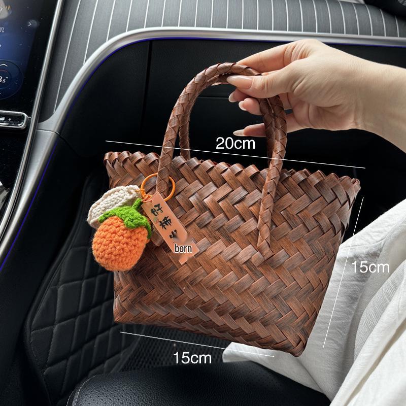Retro Rattan Bamboo Woven Tote Bag - Versatile Large Capacity Handbag