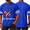 Men's Casual V Neck Short Sleeve Sports T Shirt Independence Day Themed Graphic Tee with Lettering and Airplane Design Athletic Fit