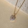 Purple Teardrop Zirconia Heart Pendant Necklace, Golden Tone Dainty Jewelry for Women
