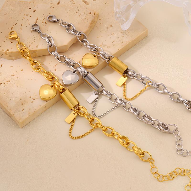 New Cuban Chain Love Bracelet Light Luxury High End Bracelet Jian Jin Love Belt Chain Titanium Steel Does Not Fade Bracelet