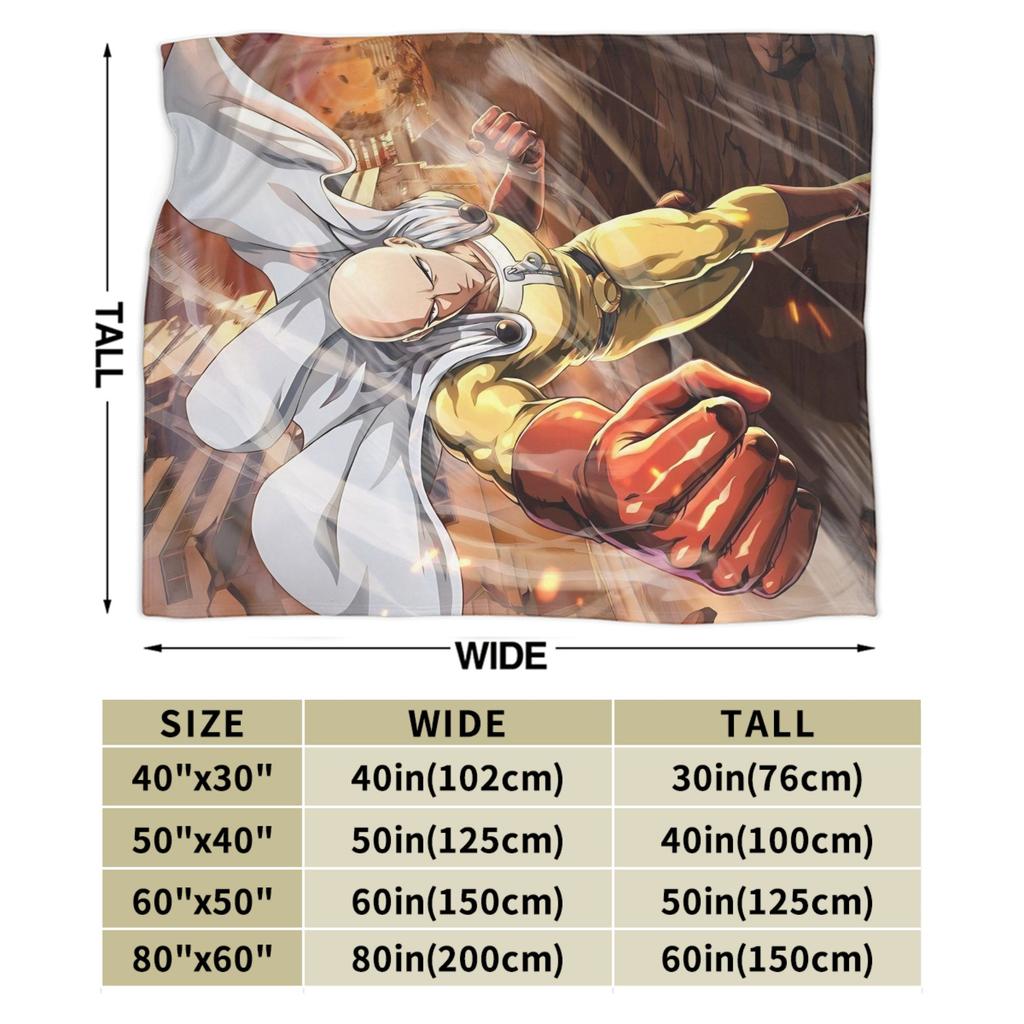 Manga One Punch Man Fleece Throw Blanket Blankets for Bed Office Super Warm Bedding Throws,
