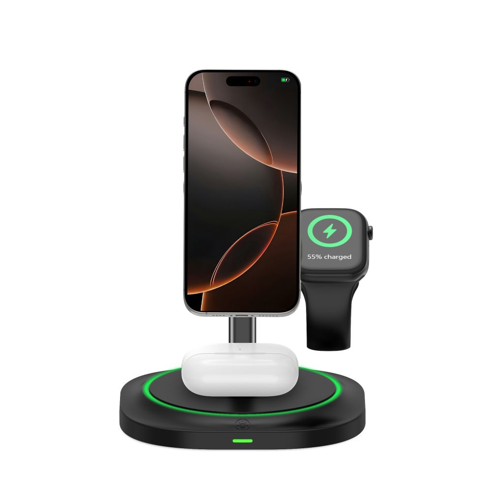 Tech-Protect Qi15W-A46 3In1 Magnetic Magsafe Wireless Charger Black