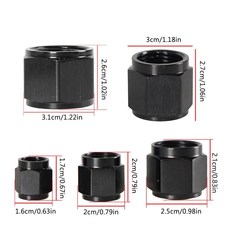 Flare Cap AN4/AN6/AN8/AN10/AN12 Aluminum Fitting Tube Pipe Plug Nut Block Off Fuel Hose Line Adapter Pack of 5