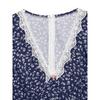 Damenmode Sommer Frühling Blumenmuster Druck Kurzarm V-Ausschnitt Hohe Taille Freizeitkleider
