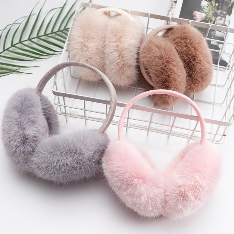 Portable Folding Winter Warm Earmuffs Solid Color Anti Cold Windproof Thickened Warming Earmuffs Fashion Unisex Plush Earmuffs