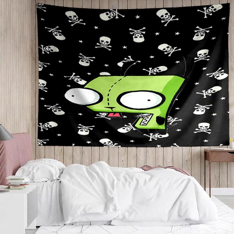 Invader-Zim Print Tapestry, Backdrop, Easy Setup, Ideal for Bedroom, Office & Living Room, with Aesthetic Wall Hanging Decor.
