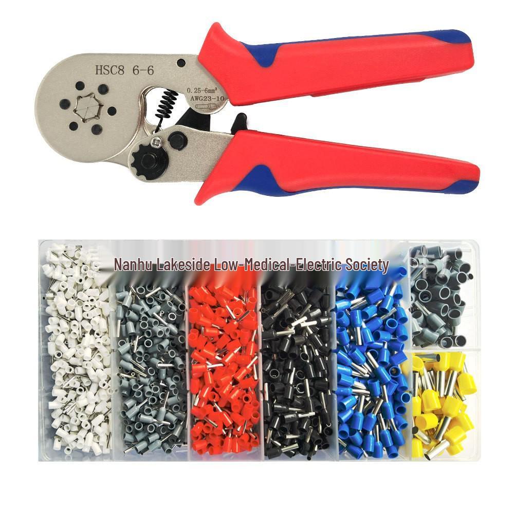 Manufacturer 6-6A European Style Tubular Terminal Crimping Pliers for Wire & Insulation, Manual Tool.