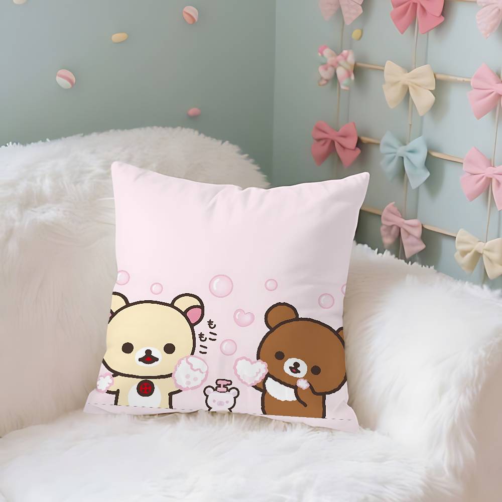 

Cartoon HRilakkumas Kawaii Case Plush Fabric Soft Pillowcase Double Sided Print Cushion Cover Household Gifts 40x40CM(16x16in)