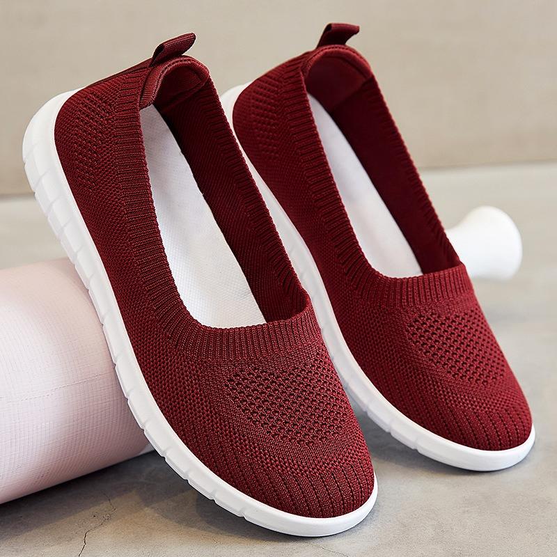 Summer mother shoes new women's shoes casual flat single shoes one pedal breathable soft sole old Beijing cloth shoes women