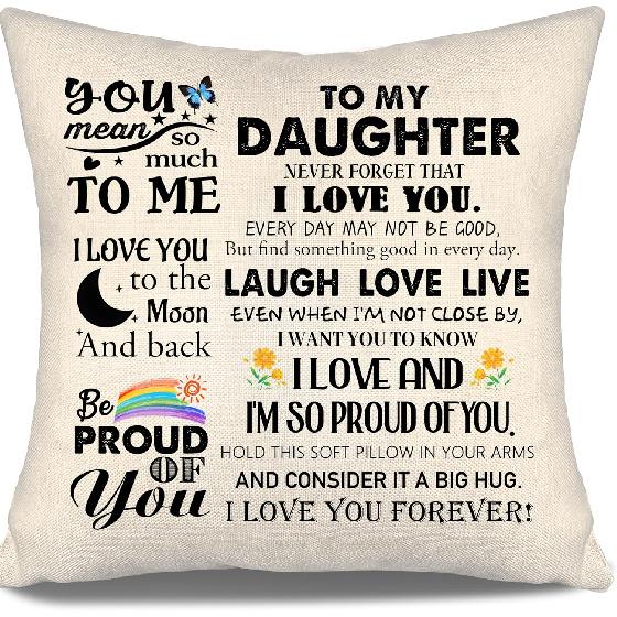 To My Bonus Daughter Gift Ideas Throw Pillow Covers for Bonus Daughter from Bonus Mom Bonus Dad Birthday Graduation Thanksgiving