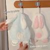 Soft Coral Fleece Hand Towel,Cute Rabbit Pattern,Thick and Absorbent Material,Hanging Hand Towel,Bathroom and Kitchen Towel.