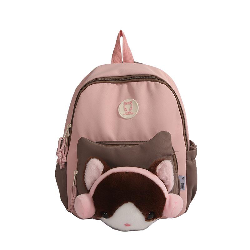 Cute Cartoon Trendy Backpack: Large Capacity, Lightweight, Versatile Travel/School Bag with Earphone and Doll Holder.
