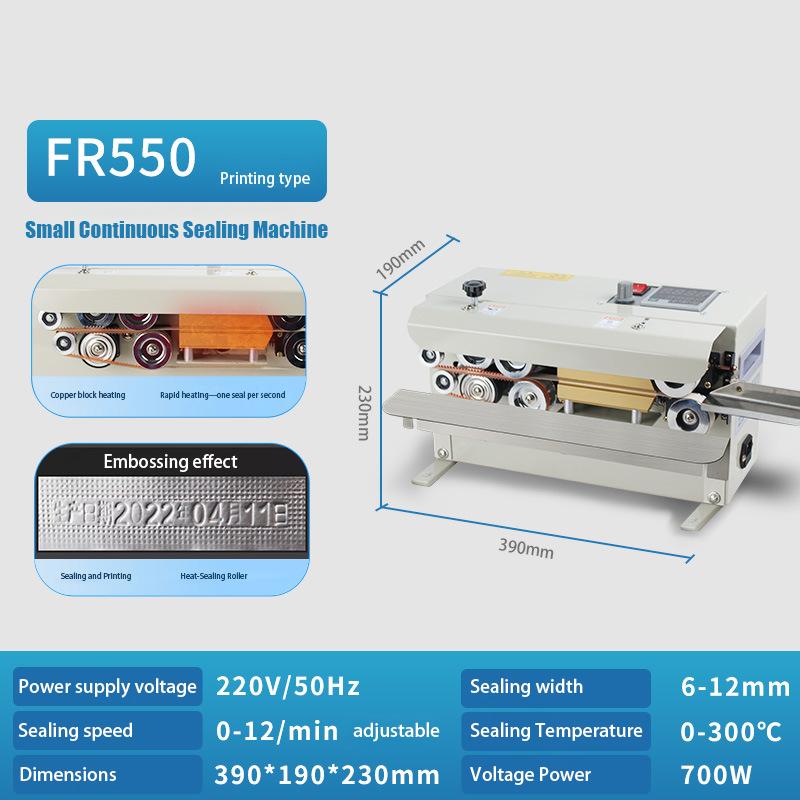 220V Automatic Sealer Machine Tabletop Aluminum Foil Food Pouch Plastic Bag Continuous Band Sealing Machine for Small Business