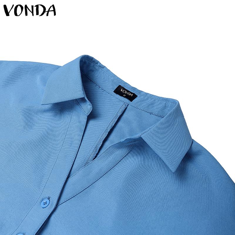 VONDA Two Piece Suit Sets Women Long Sleeve Blouse and Short Skirts Outfits