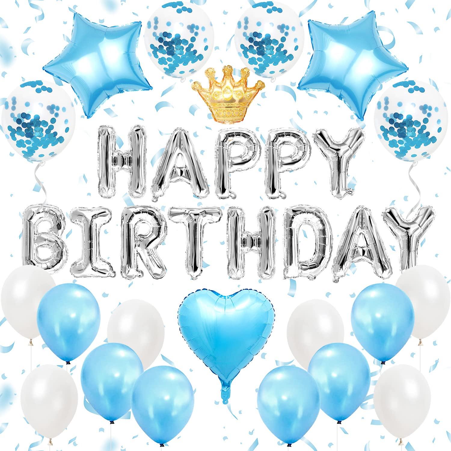 

Iysoll Birthday Balloon Decoration Set Blue Party Decorations Garland HAPPY BIRTHDAY Letter Balloon Confetti Balloons Celebration for Adults and