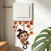 Creative Wall Ornaments Cute Hanging Monkey Switch Sticker for Christmas/Halloween Decor, Self-Adhesive Light Sticker, Removable PVC Halloween Socket