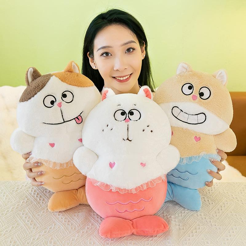Creative Mermaid Cat Doll Plush Toy Sofa Pillow Funny Rag Doll Children'S Bed Pillow Doll