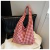 Vintage Single Shoulder Bag Large Capacity Women's Handbag Plaid Underarm Bags  Spring Summer