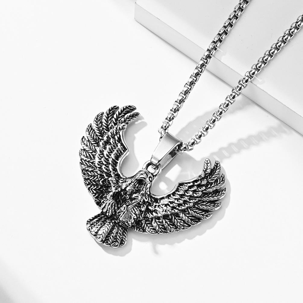 European and American Style Stainless Steel Retro Eagle Hunting Necklace Titanium Steel Eagle