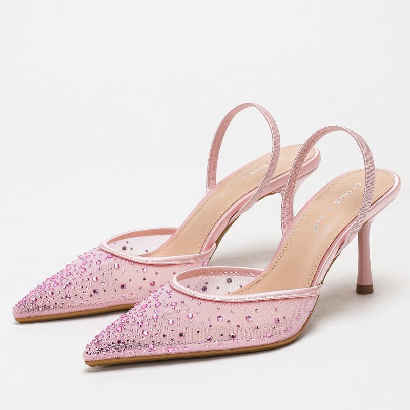 Mežģīnes Strass Elegantas Papēžu Sandales Sieviešu