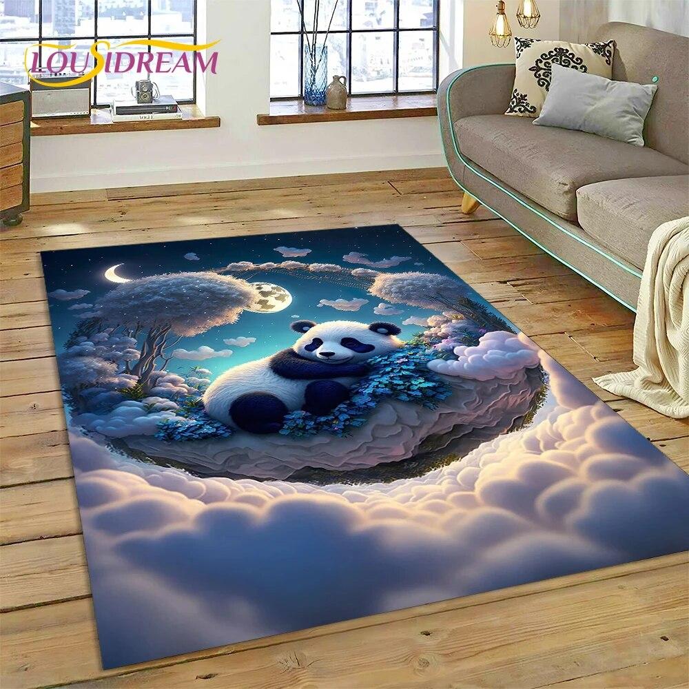 Dream Cute Panda Cartoon Animal Carpet Rug for Home Living Room Bedroom Sofa Doormat Decor,Kids Play Area Rug Non-slip Floor Mat