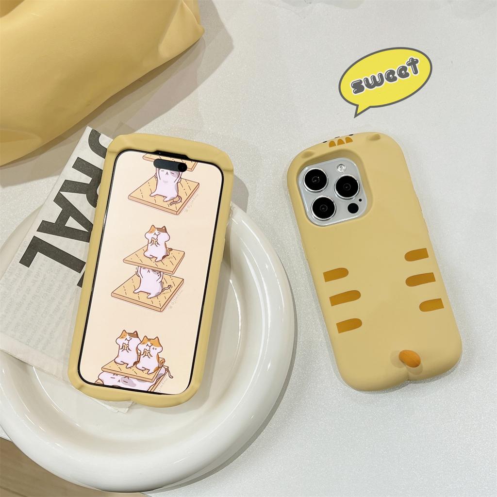 For iPhone 16 Pro Silicone Case Cute Sleeping Cat Design Shockproof Phone Back Cover