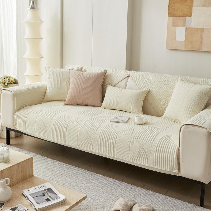 Cream Wind Advanced Sofa Cushion  New Autumn And Winter Milk Fleece Seat Cushion Fixed Non-Slip Sofa Cover Cover Cloth