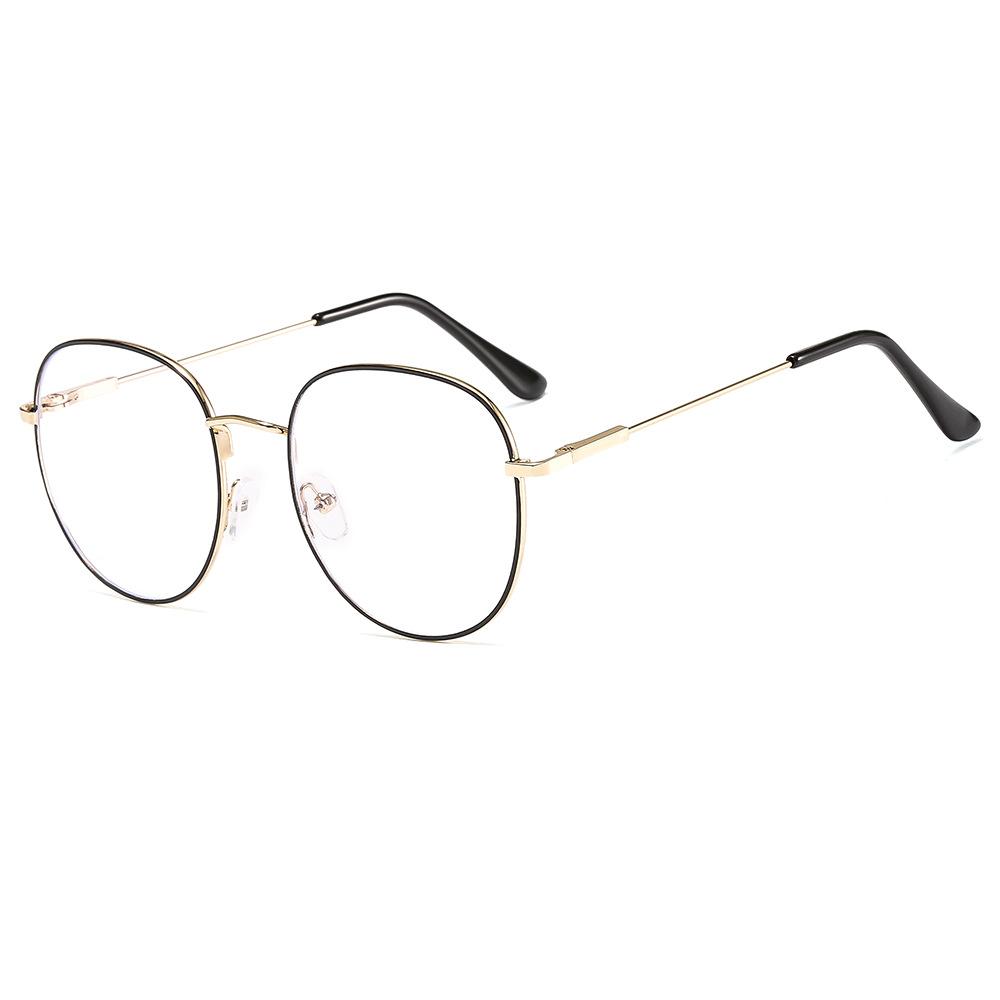 Retro Lenses Metal Anti-Blue Flat Glasses Computer Eye Protection Glasses Trendy Fashion Glasses Frame Round Frame Glasses Frame