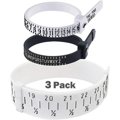 Dispositif de mesure de bijoux en 3 pièces outil de mesure de bracelet en PU pour mesurer la taille des bagues en US, UK et UK