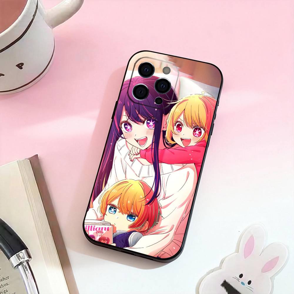 O-Oshi Anime No Ko Phone Case For iPhone 17,16,15,14,13,12,11 Plus,Pro Max,Soft Silicone Black Cover