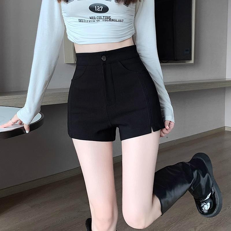 

Женские осенние черные шорты с высокой посадкой, эластичные, облегающие бедра, 2024 3XL чёрный