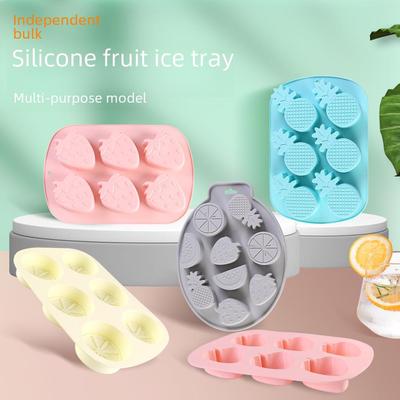 DIY Silicone Ice Tray with Fruit Shapes: Strawberry, Watermelon, Pineapple