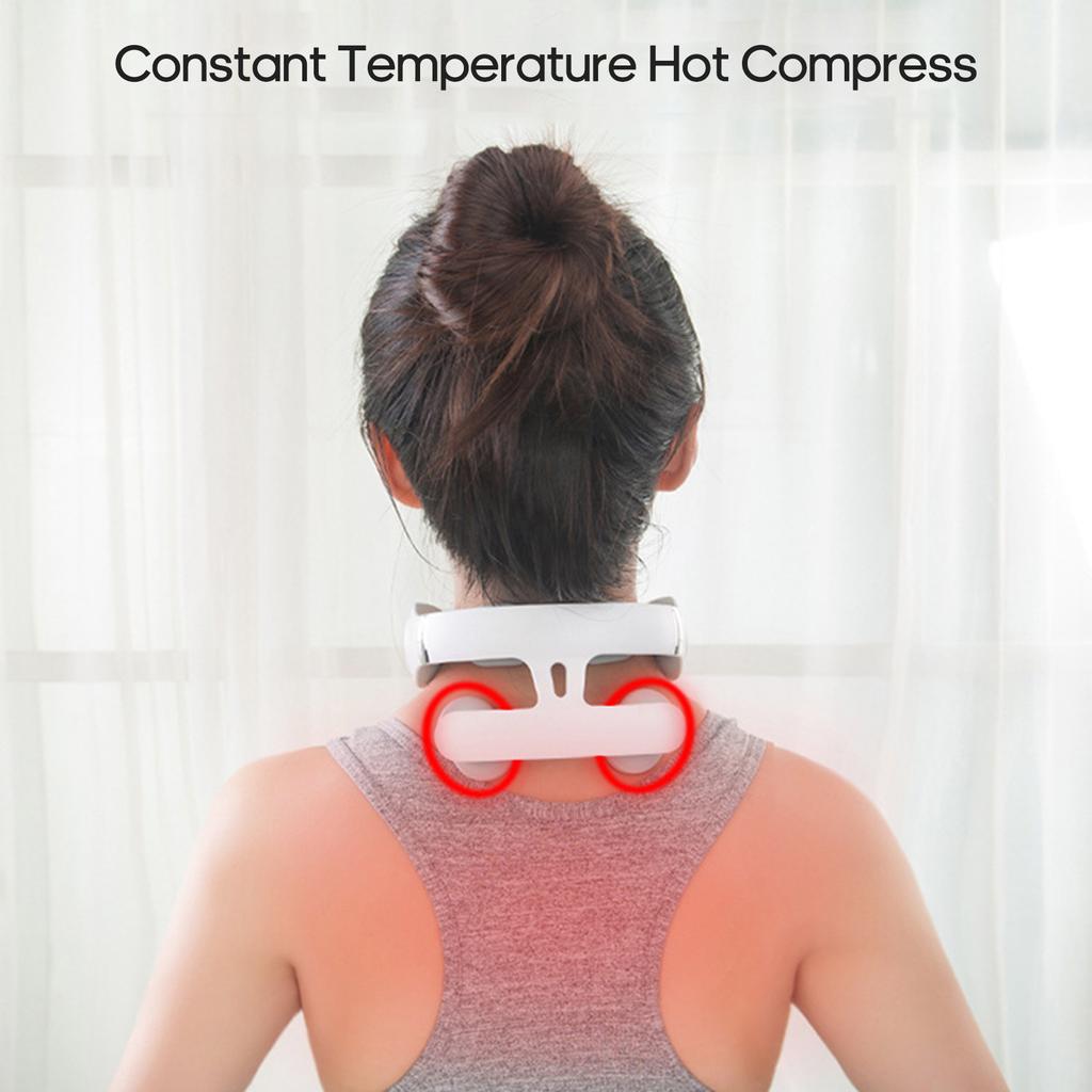 4-Head Cervical Spine Massager Strength Adjustment USB Rechargeable Intelligent Pulse Heating Neck