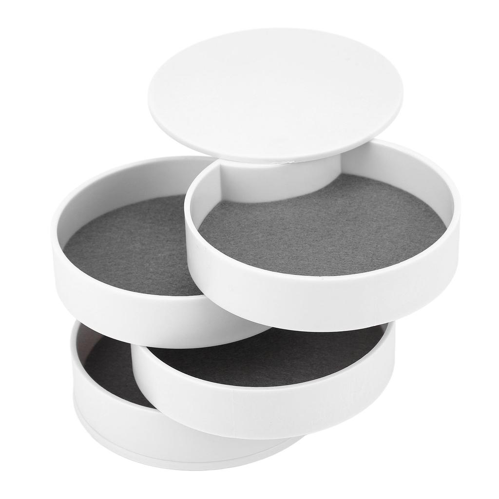 Rotatable Jewelry   4 Layers 360 Degree Rotation Dustproof Round Jewelry Box with Lid for   Household