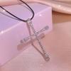 Simple Versatile Cross Pendant Student Hipster Men And Women Couple Necklace Collarbone Chain Party Valentine'S Day Gift