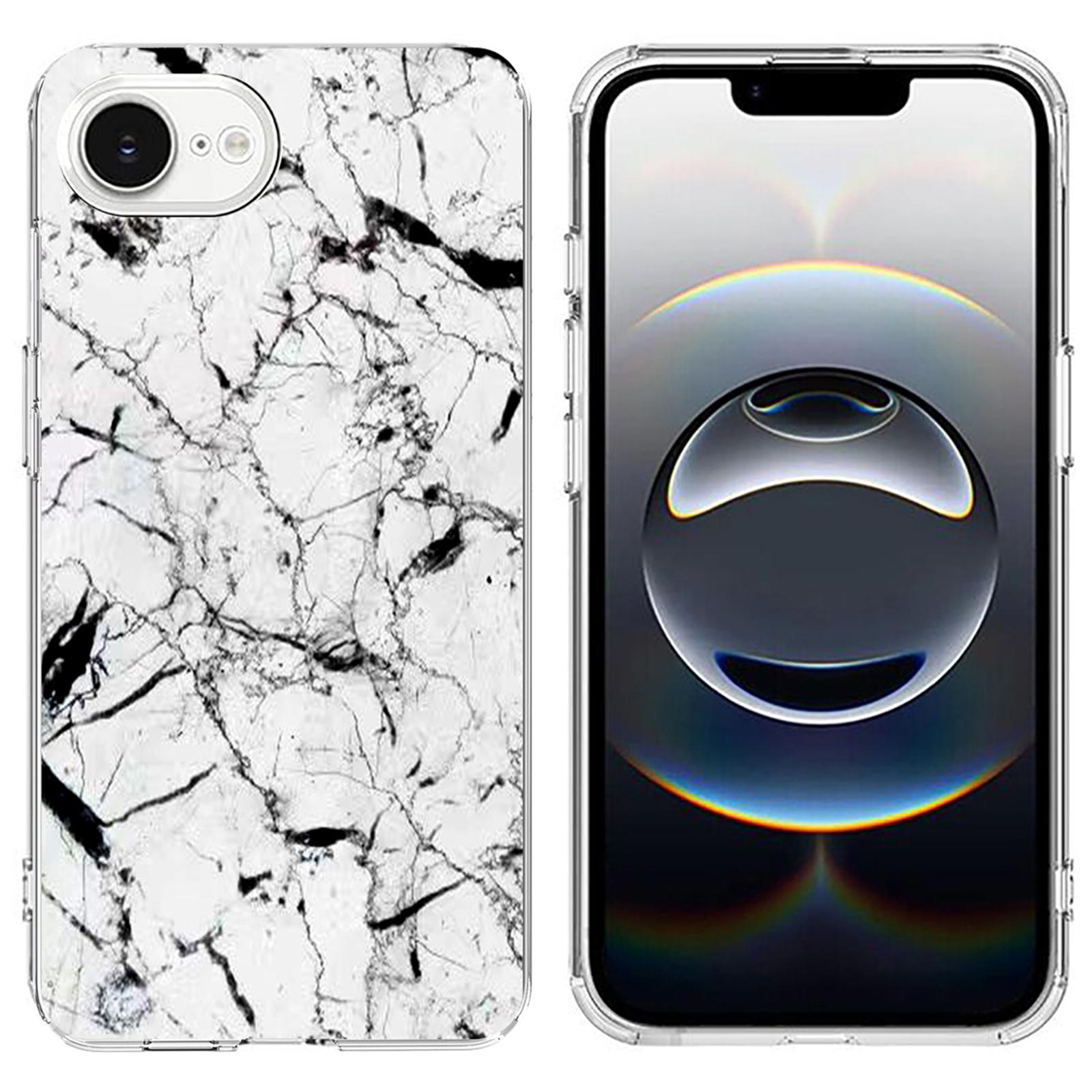 

For iPhone 16e Case Marble Pattern Printing Soft TPU Phone Cover White