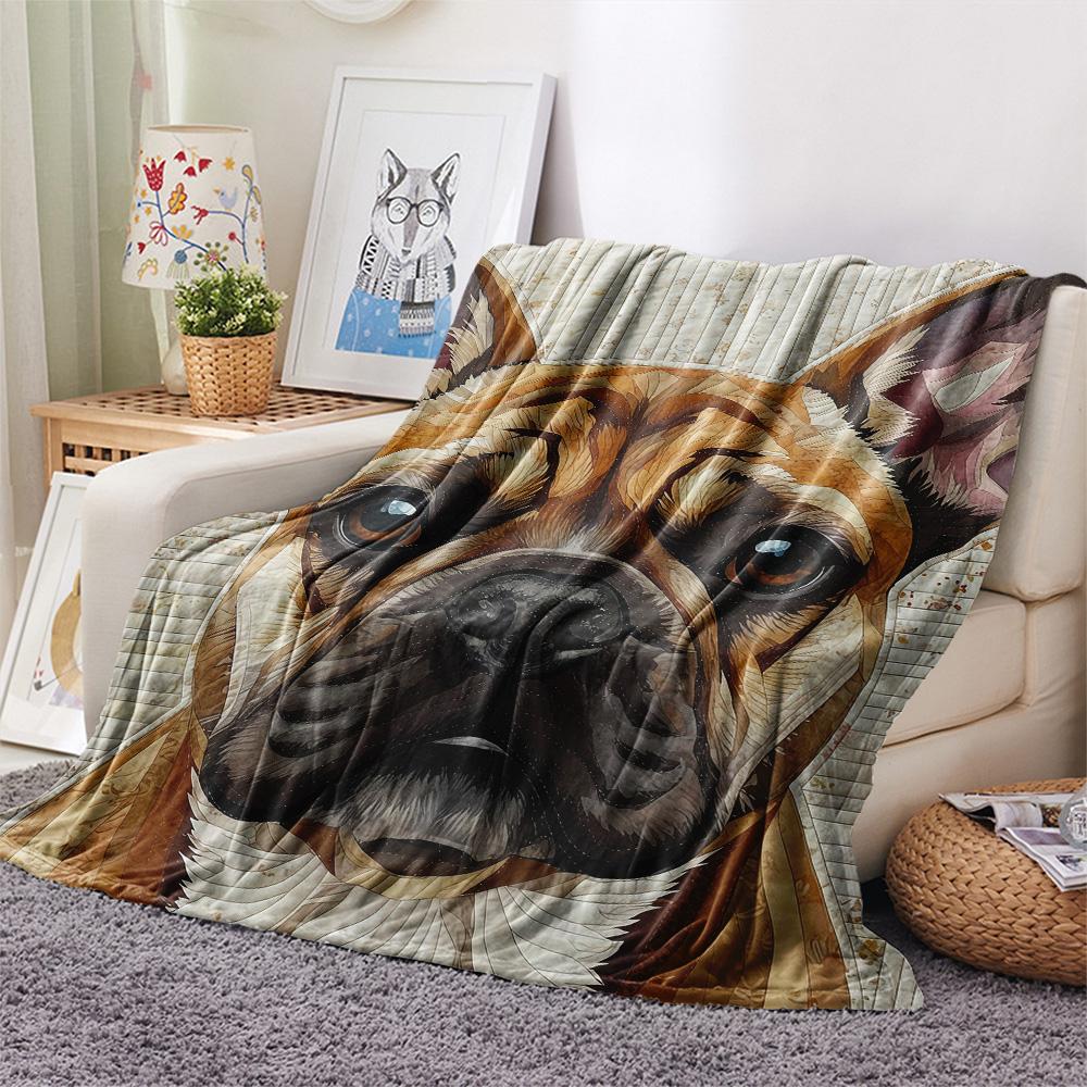 1PC Dog Print Flannel Blanket, High quality Comfortable for All Seasons, Home Decor, Warmth and Comfort, Perfect for Christmas Gifts