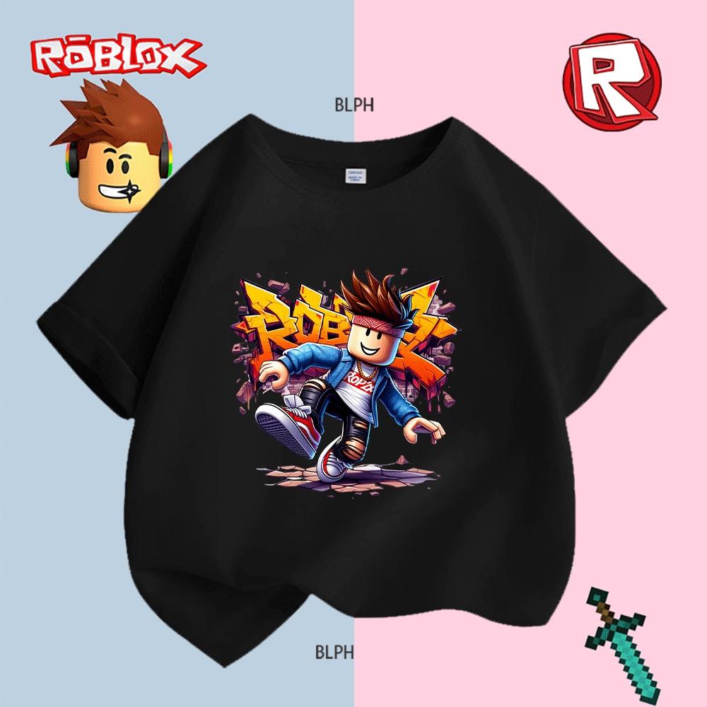 Cool Roblox Character Print Kids T-Shirt Fashion Casual Short Sleeve Tee for Boys Girls Summer Wear