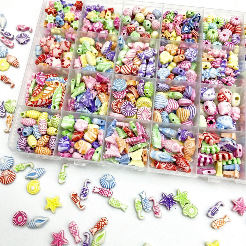 Zestaw akrylowych koralików dystansowych: 24 przegródki na biżuterię DIY - bransoletki i naszyjniki