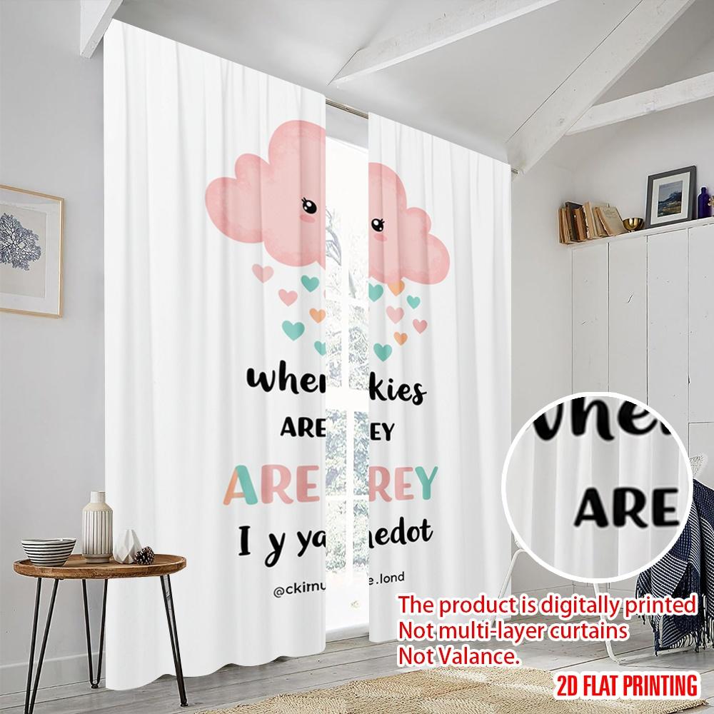 2pcs 2D flat printing Drapes Pink Cloud Hearts Polyester Without Electricity Party Decorations for Holiday Portraits and